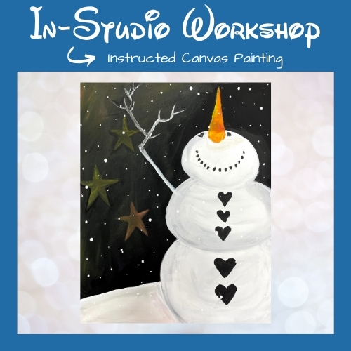Step by Step Canvas Painting Workshop "Snowman Snowfall"