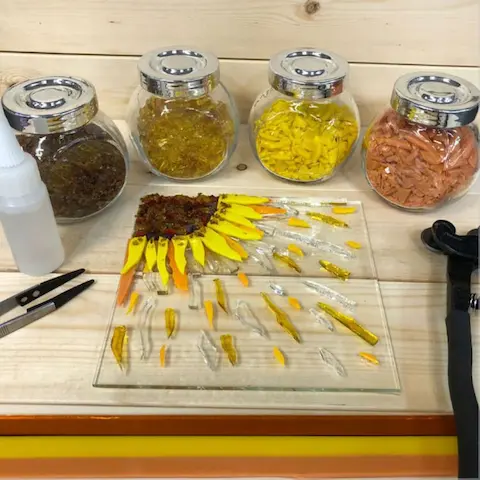 Glass Fusing mobile art party in Portland Oregon.